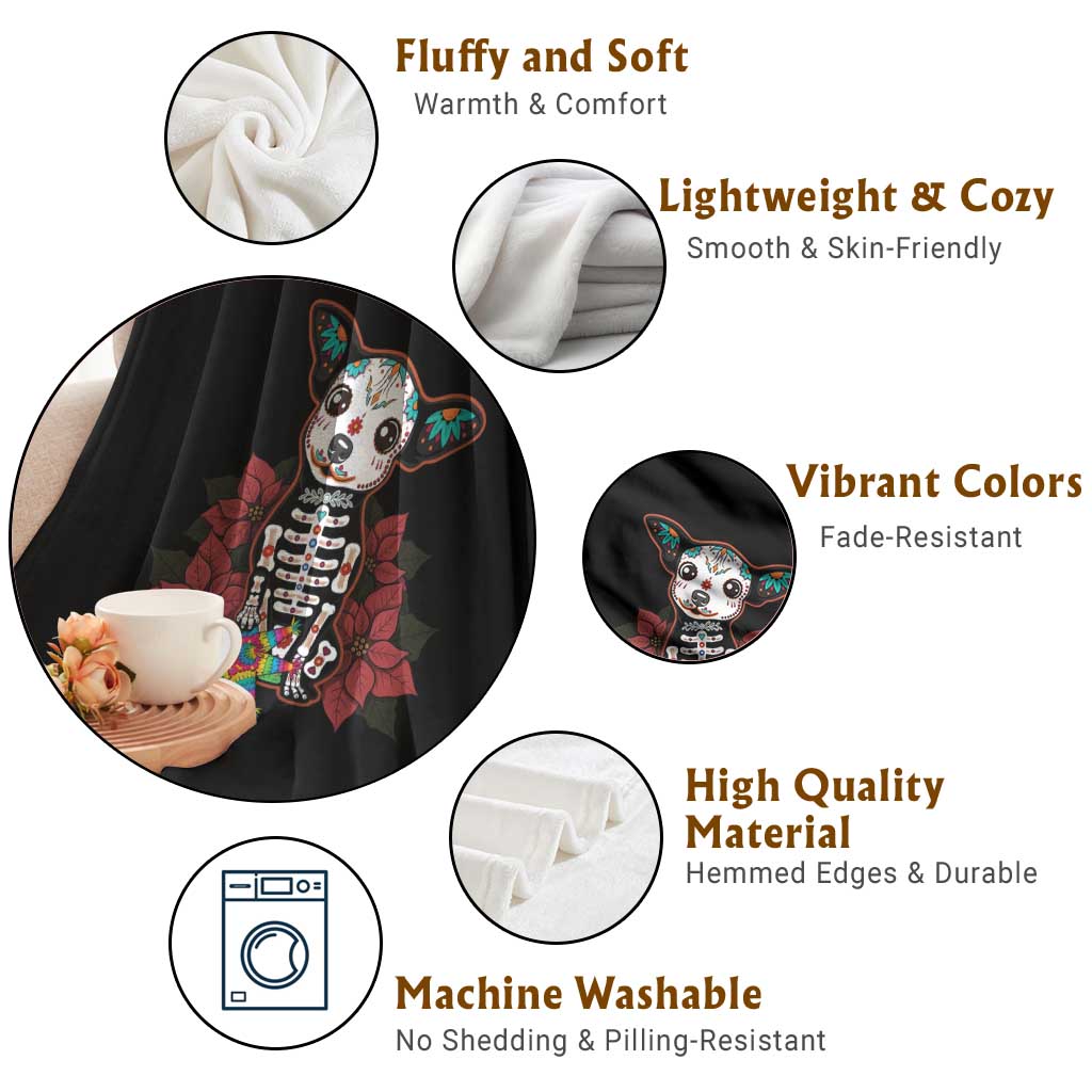 Calavera Chihuahua Throw Blanket Pinata Dia De Los Muertos Mexican - Wonder Print Shop