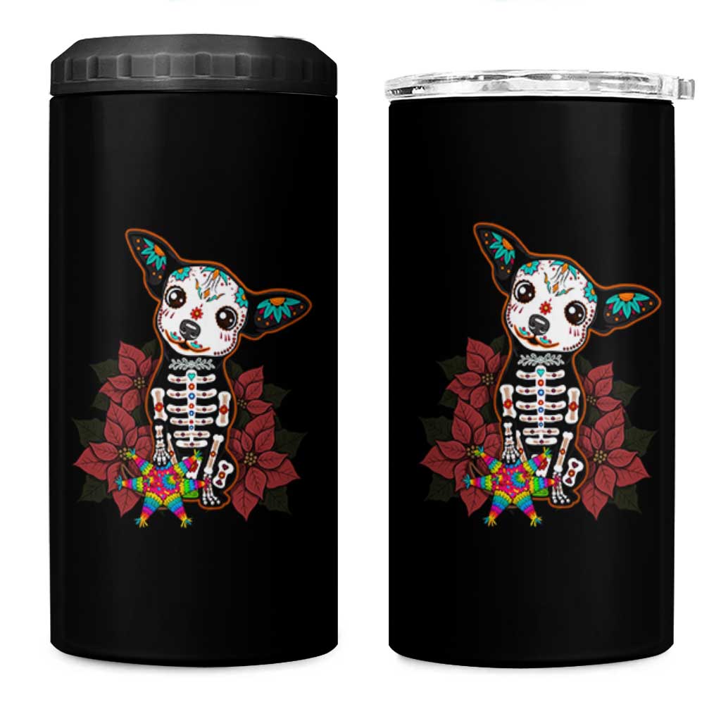 Calavera Chihuahua 4 in 1 Can Cooler Tumbler Pinata Dia De Los Muertos Mexican - Wonder Print Shop