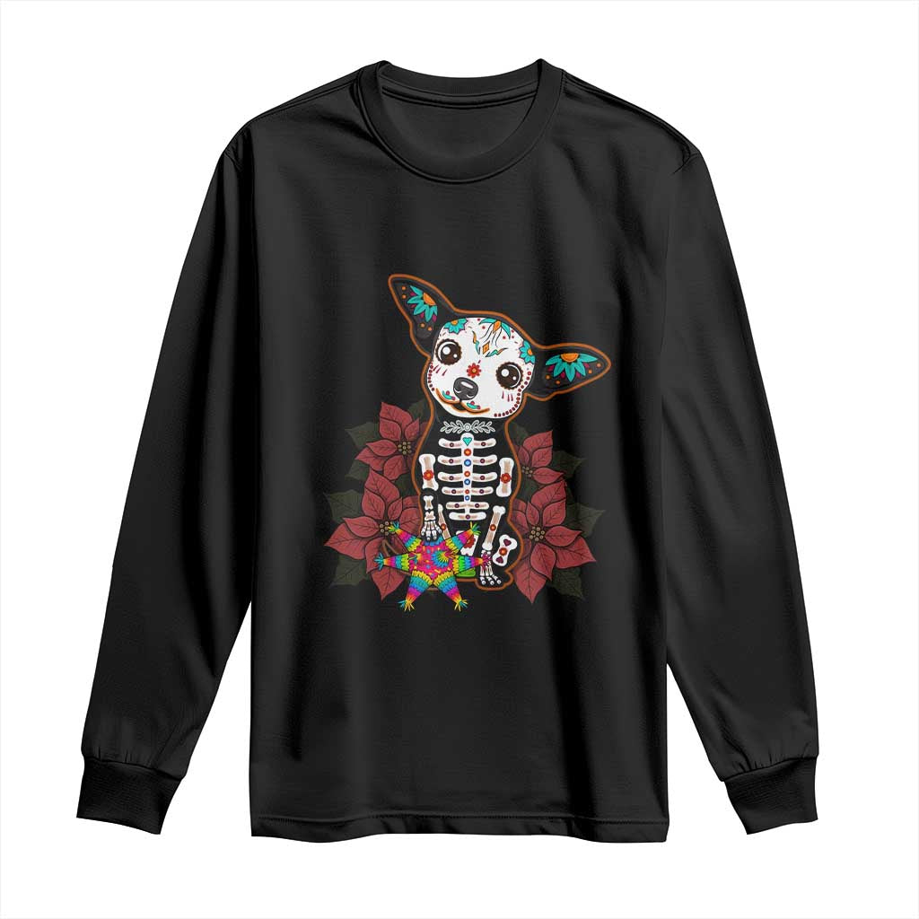 Calavera Chihuahua Long Sleeve Shirt Pinata Dia De Los Muertos Mexican - Wonder Print Shop