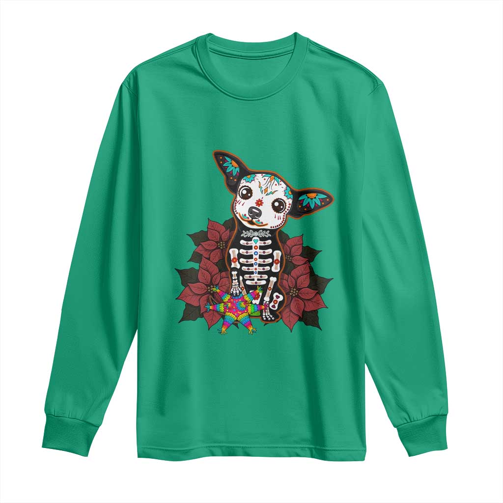 Calavera Chihuahua Long Sleeve Shirt Pinata Dia De Los Muertos Mexican - Wonder Print Shop