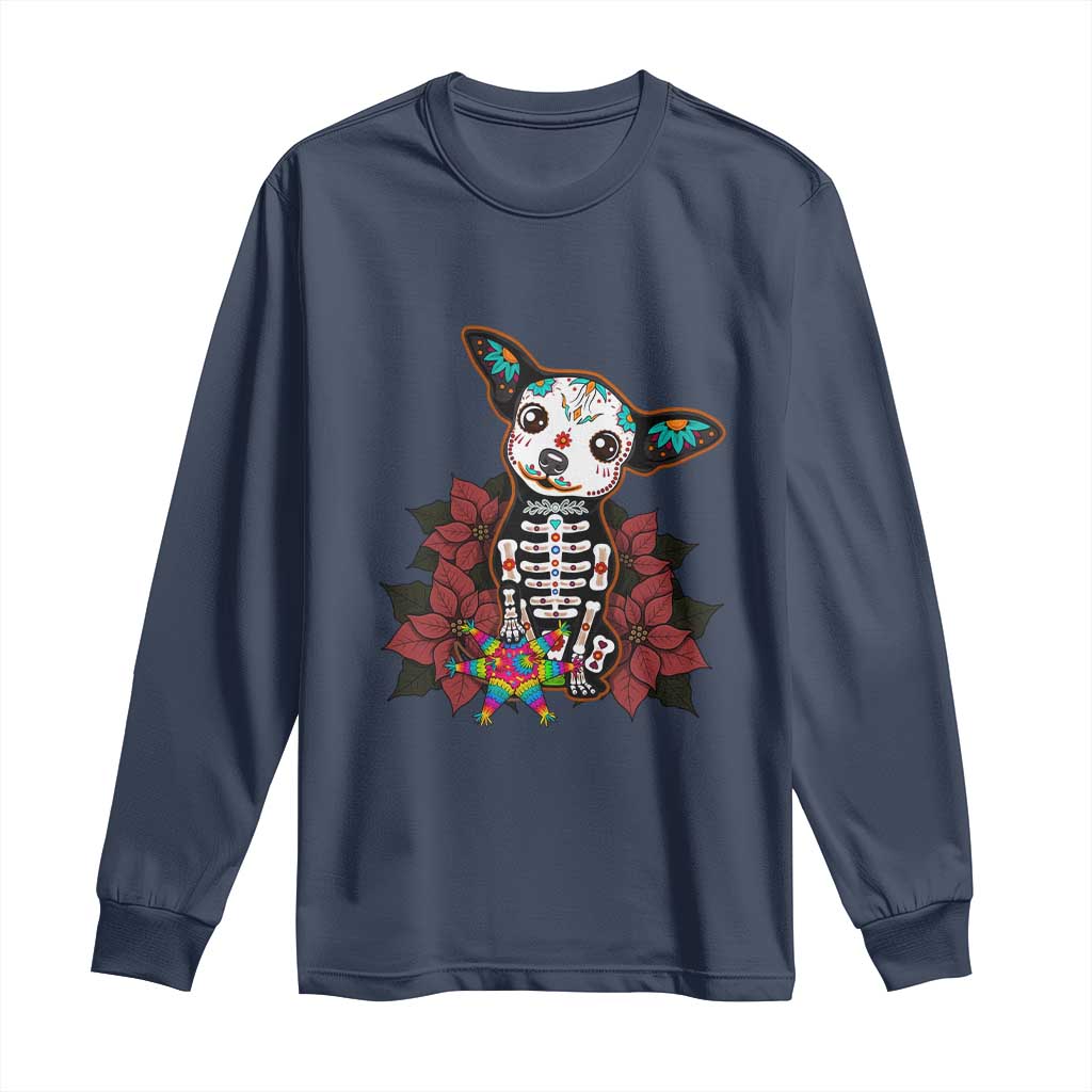 Calavera Chihuahua Long Sleeve Shirt Pinata Dia De Los Muertos Mexican - Wonder Print Shop