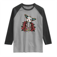 Calavera Chihuahua Raglan Shirt Pinata Dia De Los Muertos Mexican - Wonder Print Shop