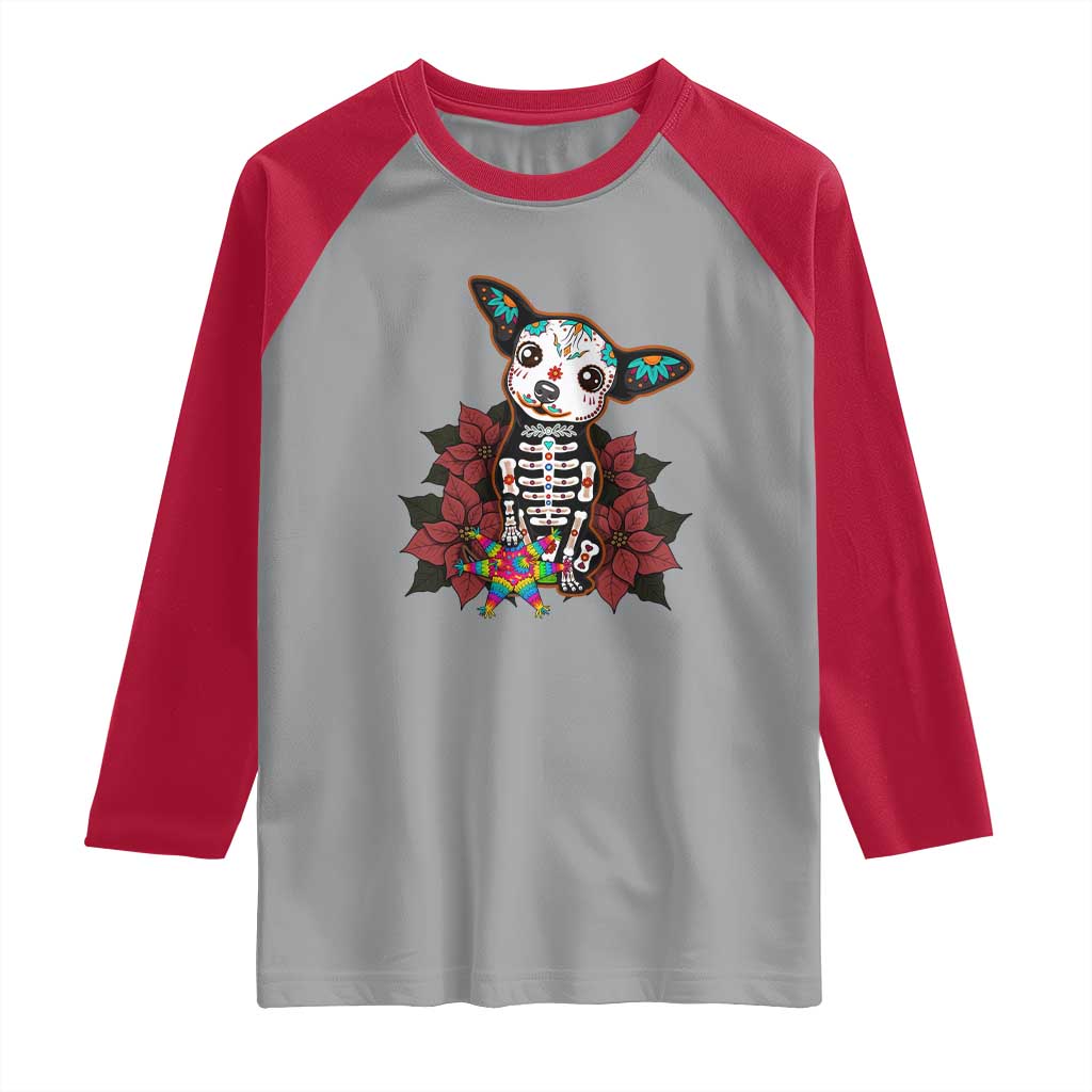 Calavera Chihuahua Raglan Shirt Pinata Dia De Los Muertos Mexican - Wonder Print Shop