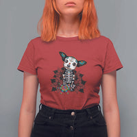 Calavera Chihuahua T Shirt For Women Pinata Dia De Los Muertos Mexican - Wonder Print Shop