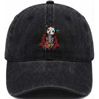 Calavera Chihuahua Washed Cotton Baseball Cap Pinata Dia De Los Muertos Mexican
