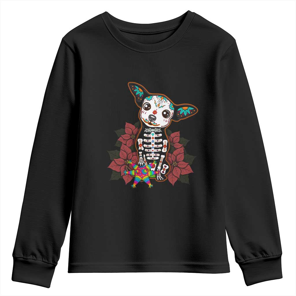 Calavera Chihuahua Youth Sweatshirt Pinata Dia De Los Muertos Mexican - Wonder Print Shop
