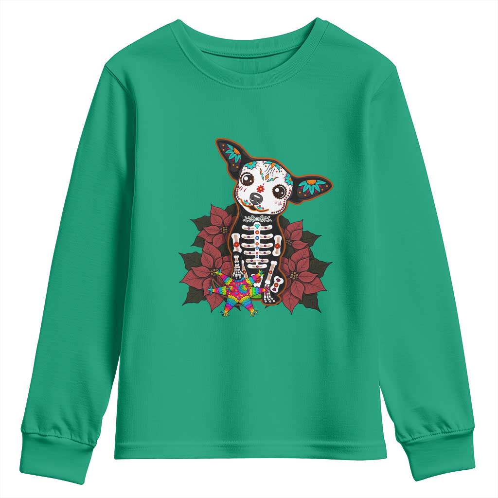 Calavera Chihuahua Youth Sweatshirt Pinata Dia De Los Muertos Mexican - Wonder Print Shop