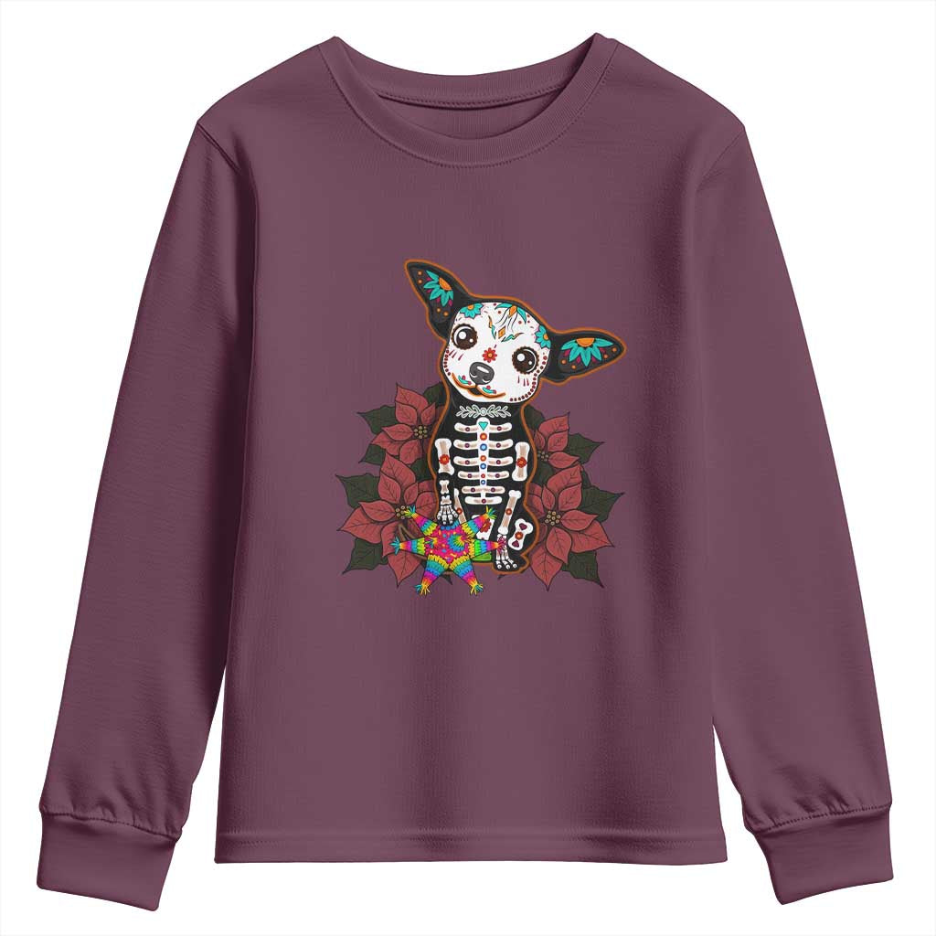 Calavera Chihuahua Youth Sweatshirt Pinata Dia De Los Muertos Mexican - Wonder Print Shop