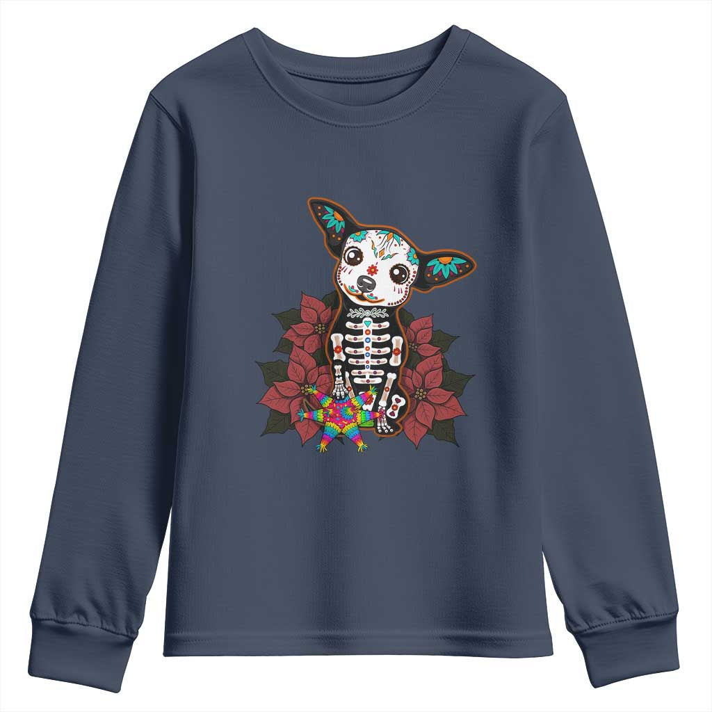 Calavera Chihuahua Youth Sweatshirt Pinata Dia De Los Muertos Mexican - Wonder Print Shop