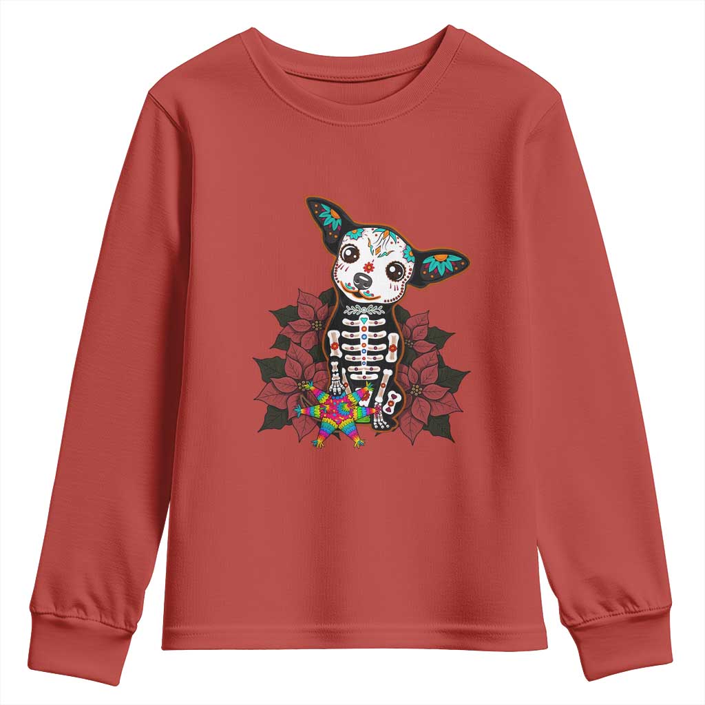 Calavera Chihuahua Youth Sweatshirt Pinata Dia De Los Muertos Mexican - Wonder Print Shop