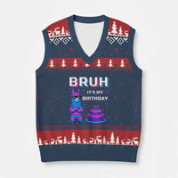 Funny Pinata Mexican V-Neck Knit Sweater Vest Bruh It Is My Birthday - Wonder Print Shop