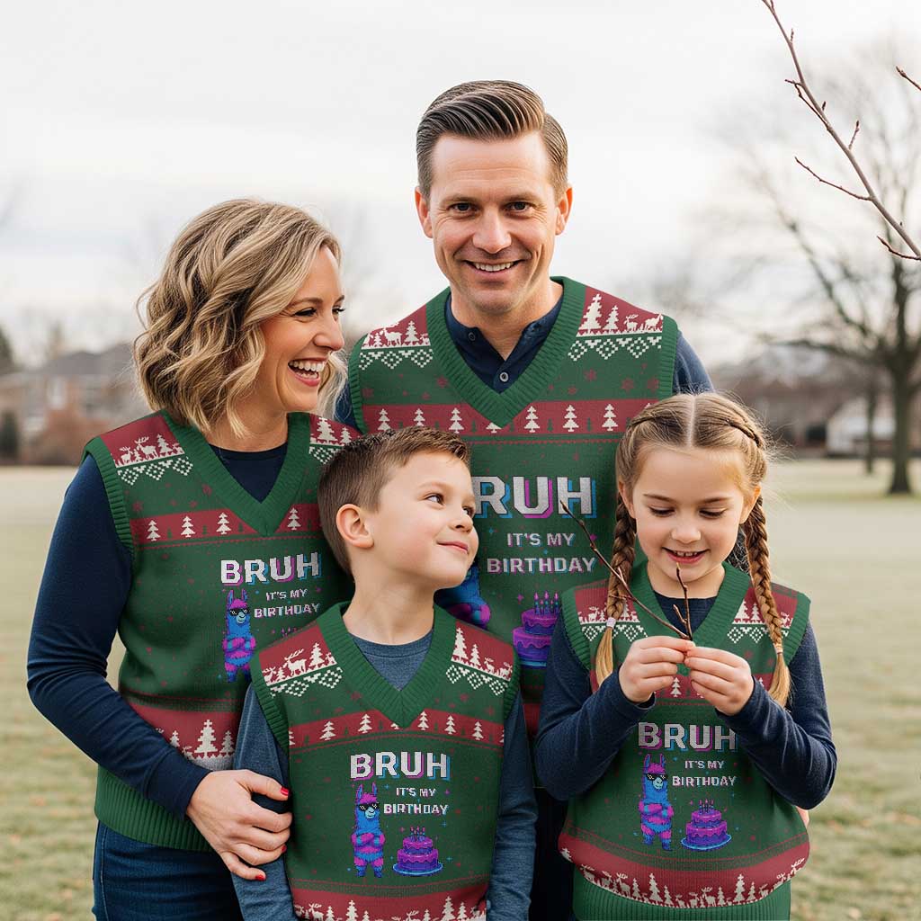 Funny Pinata Mexican V-Neck Knit Sweater Vest Bruh It Is My Birthday - Wonder Print Shop