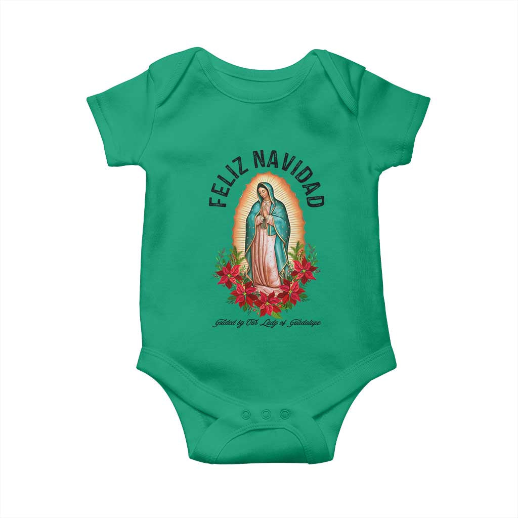 Virgin Mary Feliz Navidad Baby Onesie Our Lady Virgen De Guadalupe - Wonder Print Shop