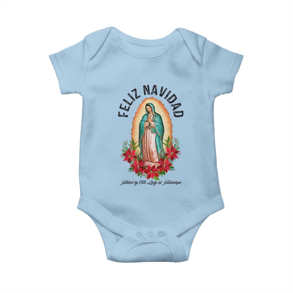 Virgin Mary Feliz Navidad Baby Onesie Our Lady Virgen De Guadalupe - Wonder Print Shop