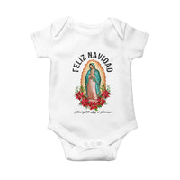Virgin Mary Feliz Navidad Baby Onesie Our Lady Virgen De Guadalupe - Wonder Print Shop