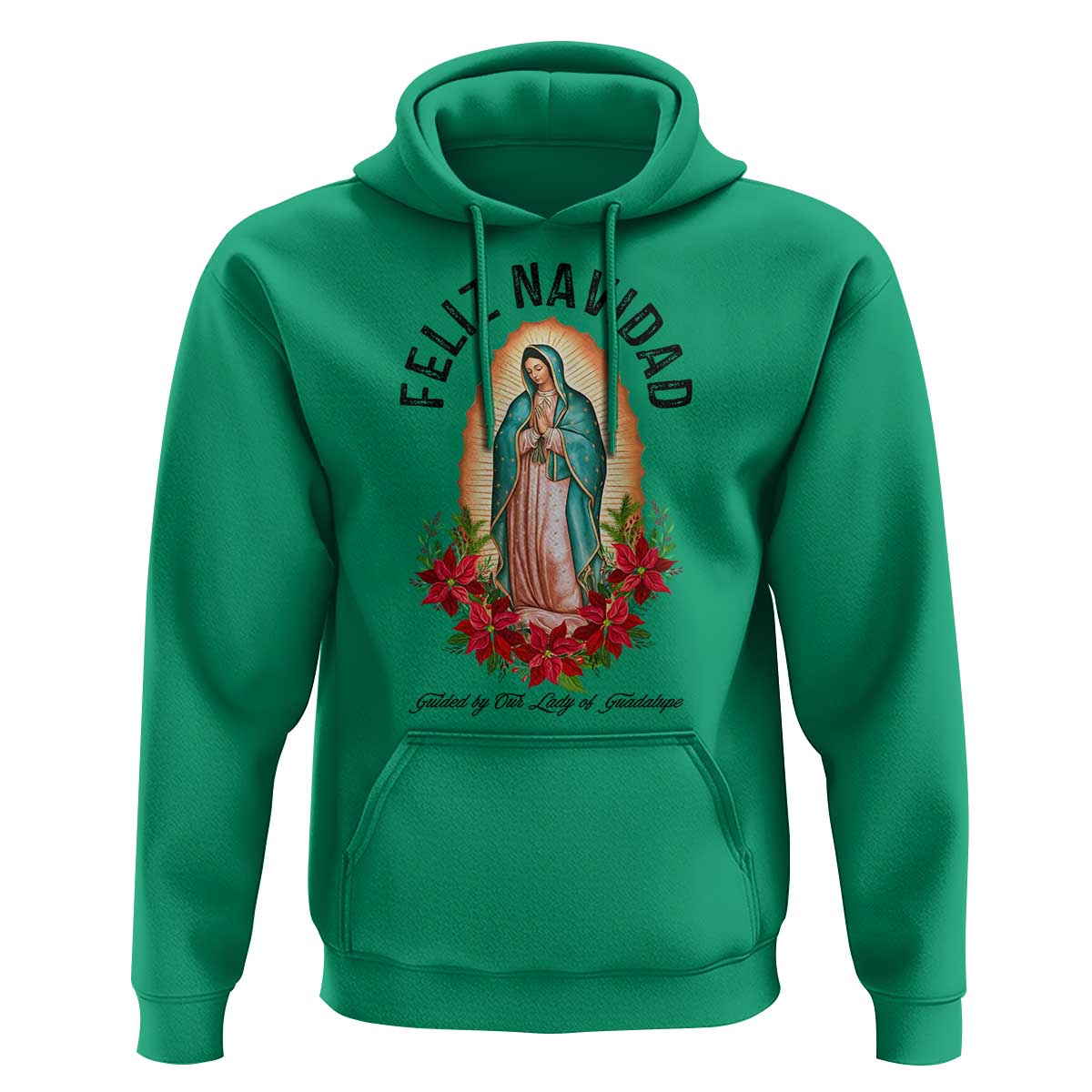 Virgin Mary Feliz Navidad Hoodie Our Lady Virgen De Guadalupe - Wonder Print Shop