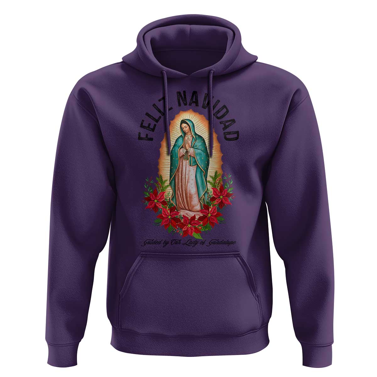 Virgin Mary Feliz Navidad Hoodie Our Lady Virgen De Guadalupe - Wonder Print Shop