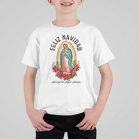 Virgin Mary Feliz Navidad T Shirt For Kid Our Lady Virgen De Guadalupe - Wonder Print Shop