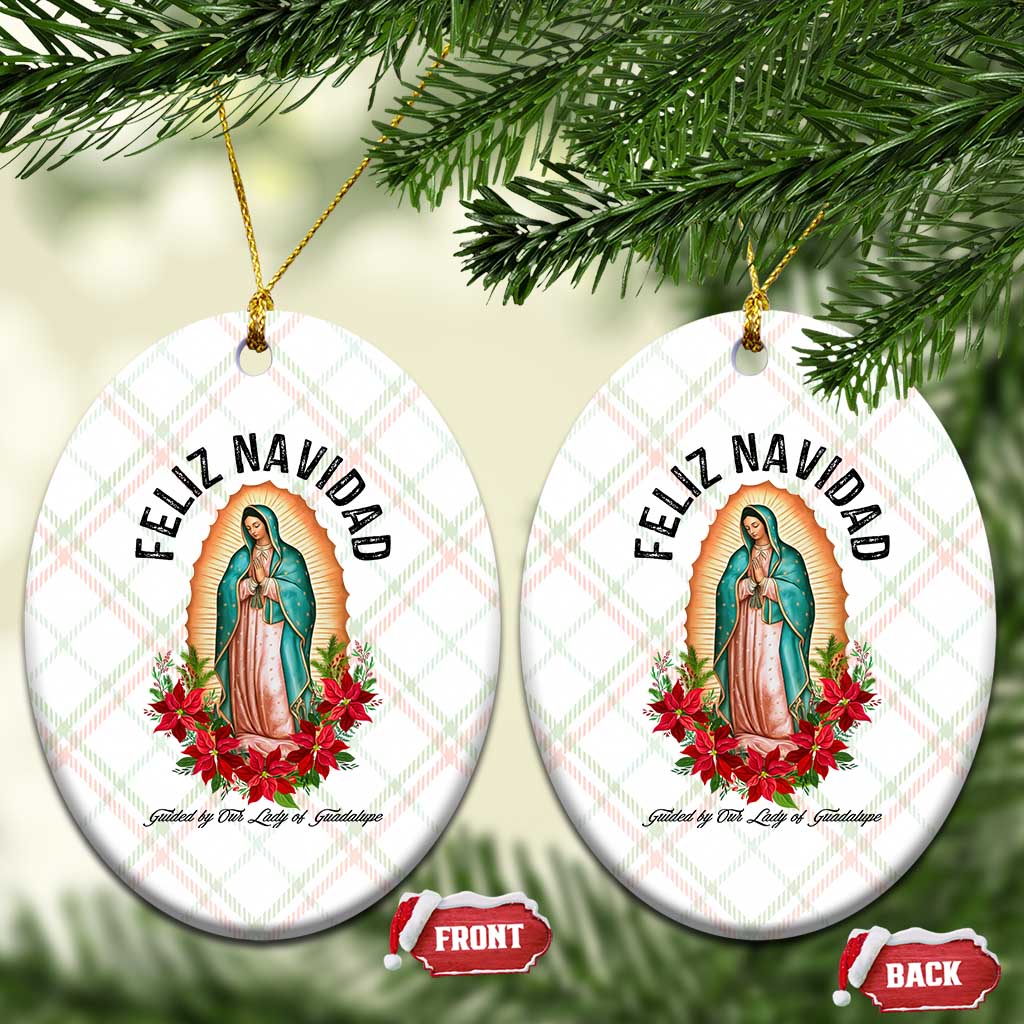 Virgin Mary Feliz Navidad Ceramic Ornament Our Lady Virgen De Guadalupe - Wonder Print Shop