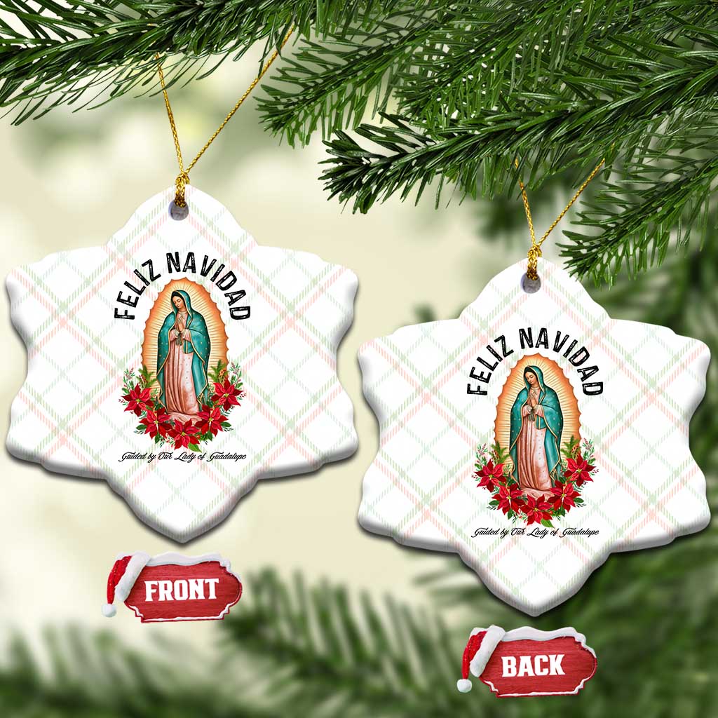 Virgin Mary Feliz Navidad Ceramic Ornament Our Lady Virgen De Guadalupe - Wonder Print Shop