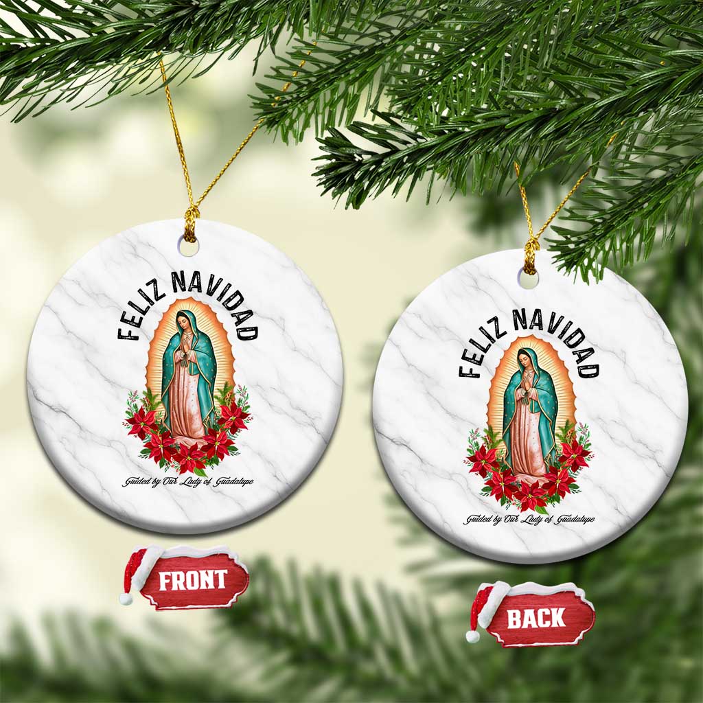 Virgin Mary Feliz Navidad Ceramic Ornament Our Lady Virgen De Guadalupe - Wonder Print Shop