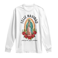 Virgin Mary Feliz Navidad Long Sleeve Shirt Our Lady Virgen De Guadalupe - Wonder Print Shop