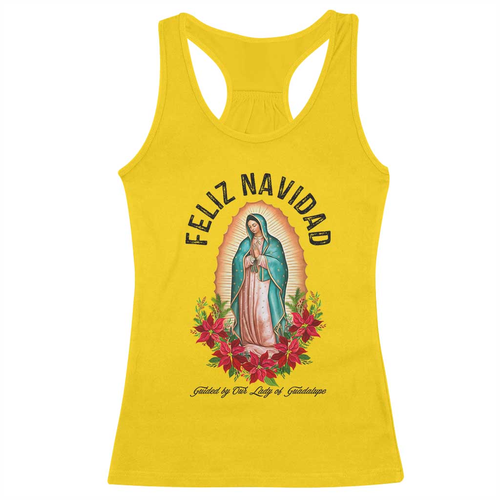 Virgin Mary Feliz Navidad Racerback Tank Top Our Lady Virgen De Guadalupe - Wonder Print Shop