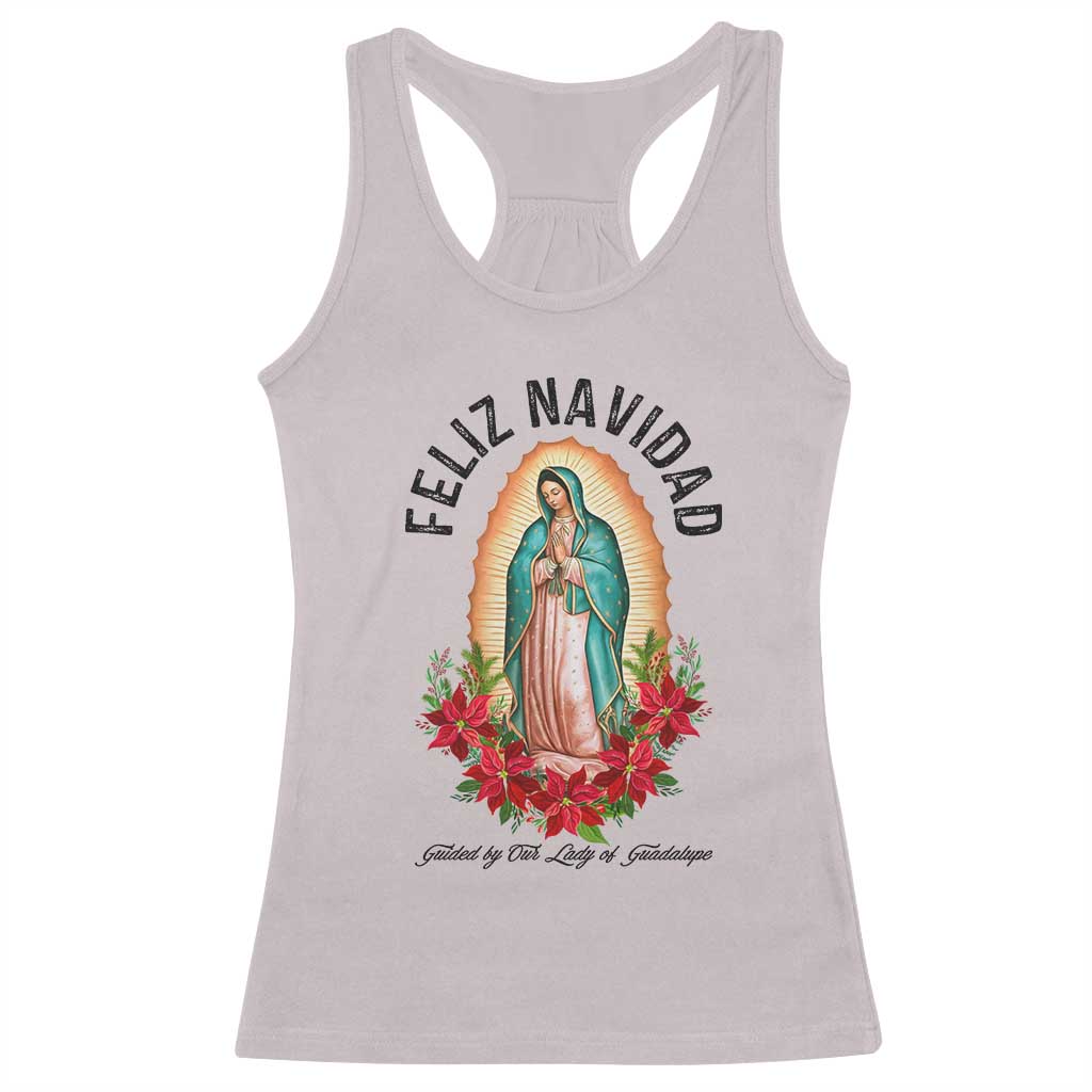 Virgin Mary Feliz Navidad Racerback Tank Top Our Lady Virgen De Guadalupe - Wonder Print Shop