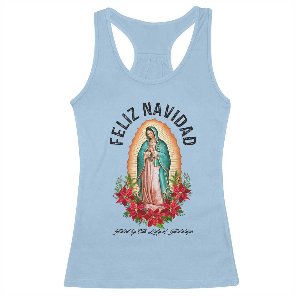 Virgin Mary Feliz Navidad Racerback Tank Top Our Lady Virgen De Guadalupe - Wonder Print Shop