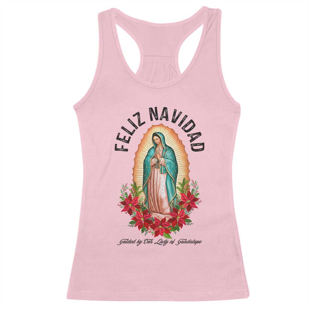 Virgin Mary Feliz Navidad Racerback Tank Top Our Lady Virgen De Guadalupe - Wonder Print Shop