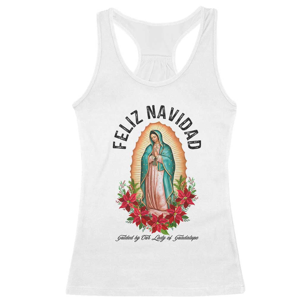 Virgin Mary Feliz Navidad Racerback Tank Top Our Lady Virgen De Guadalupe - Wonder Print Shop