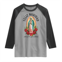 Virgin Mary Feliz Navidad Raglan Shirt Our Lady Virgen De Guadalupe - Wonder Print Shop