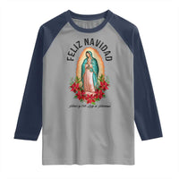 Virgin Mary Feliz Navidad Raglan Shirt Our Lady Virgen De Guadalupe - Wonder Print Shop