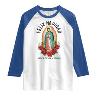 Virgin Mary Feliz Navidad Raglan Shirt Our Lady Virgen De Guadalupe - Wonder Print Shop