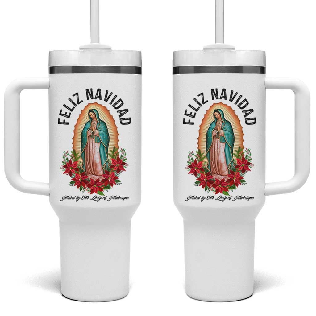 Virgin Mary Feliz Navidad Tumbler With Handle Our Lady Virgen De Guadalupe - Wonder Print Shop