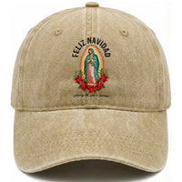 Virgin Mary Feliz Navidad Washed Cotton Baseball Cap Our Lady Virgen De Guadalupe