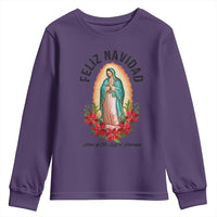 Virgin Mary Feliz Navidad Youth Sweatshirt Our Lady Virgen De Guadalupe - Wonder Print Shop