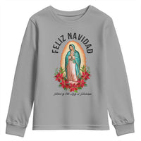 Virgin Mary Feliz Navidad Youth Sweatshirt Our Lady Virgen De Guadalupe - Wonder Print Shop