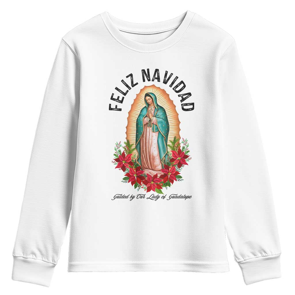Virgin Mary Feliz Navidad Youth Sweatshirt Our Lady Virgen De Guadalupe - Wonder Print Shop