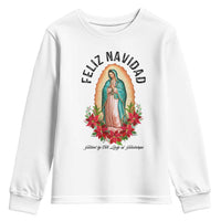 Virgin Mary Feliz Navidad Youth Sweatshirt Our Lady Virgen De Guadalupe - Wonder Print Shop