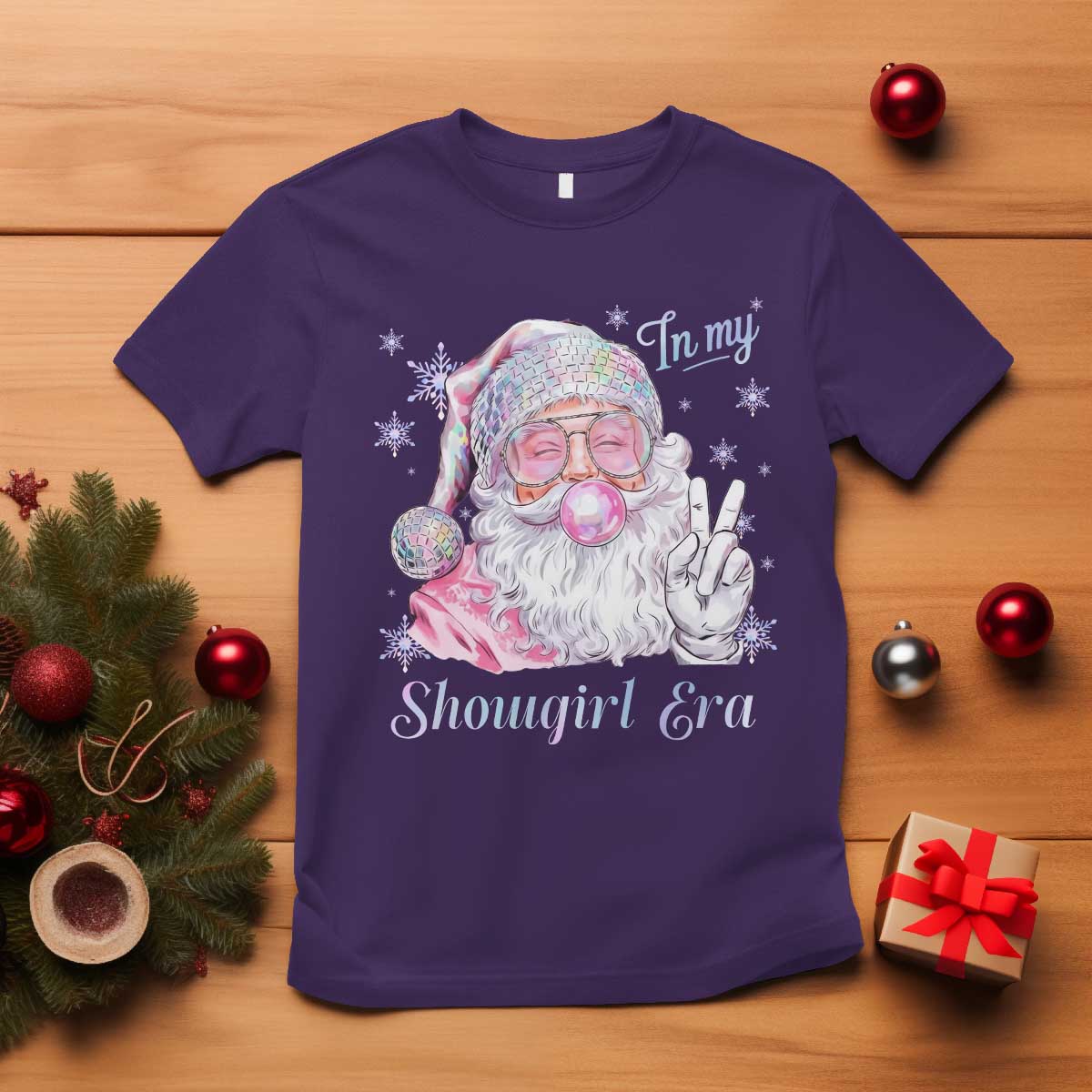 Pink Santa Christmas T Shirt Bubble Gum Peace Sign - Wonder Print Shop