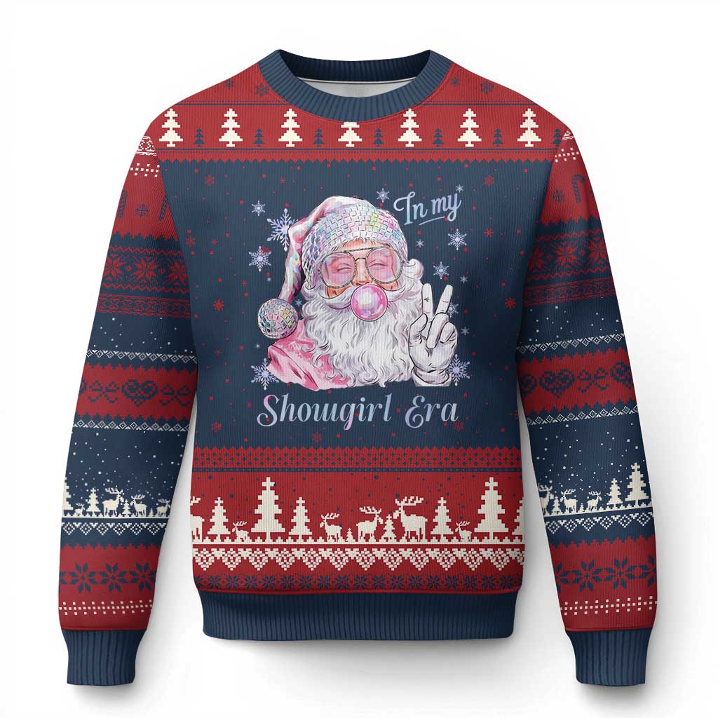 Pink Santa Xmas Ugly Christmas Sweater Bubble Gum Peace Sign - Wonder Print Shop