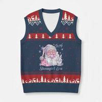 Pink Santa Xmas V-Neck Knit Sweater Vest Bubble Gum Peace Sign - Wonder Print Shop