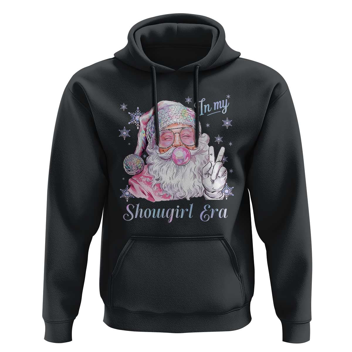 Pink Santa Christmas Hoodie Bubble Gum Peace Sign - Wonder Print Shop