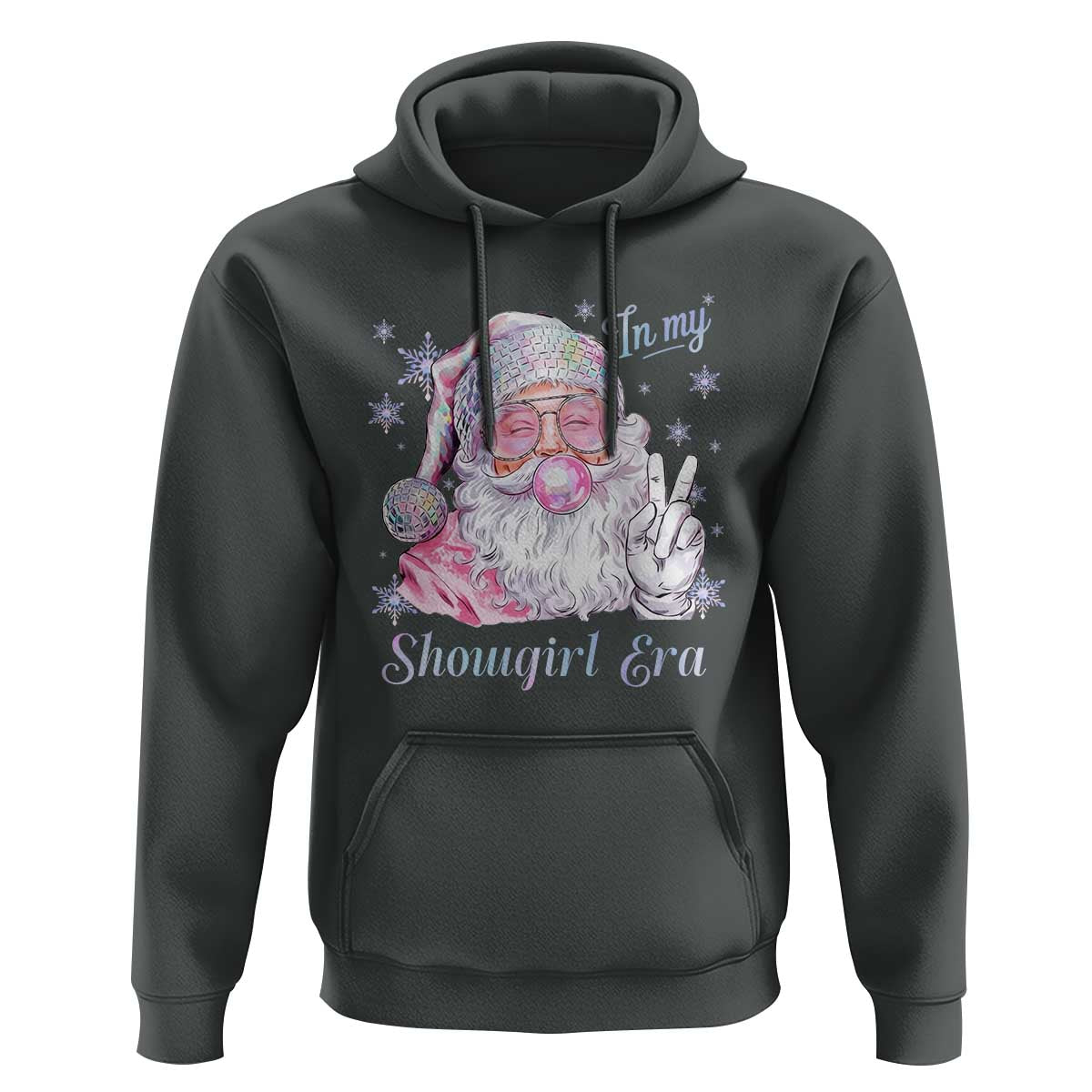 Pink Santa Christmas Hoodie Bubble Gum Peace Sign - Wonder Print Shop