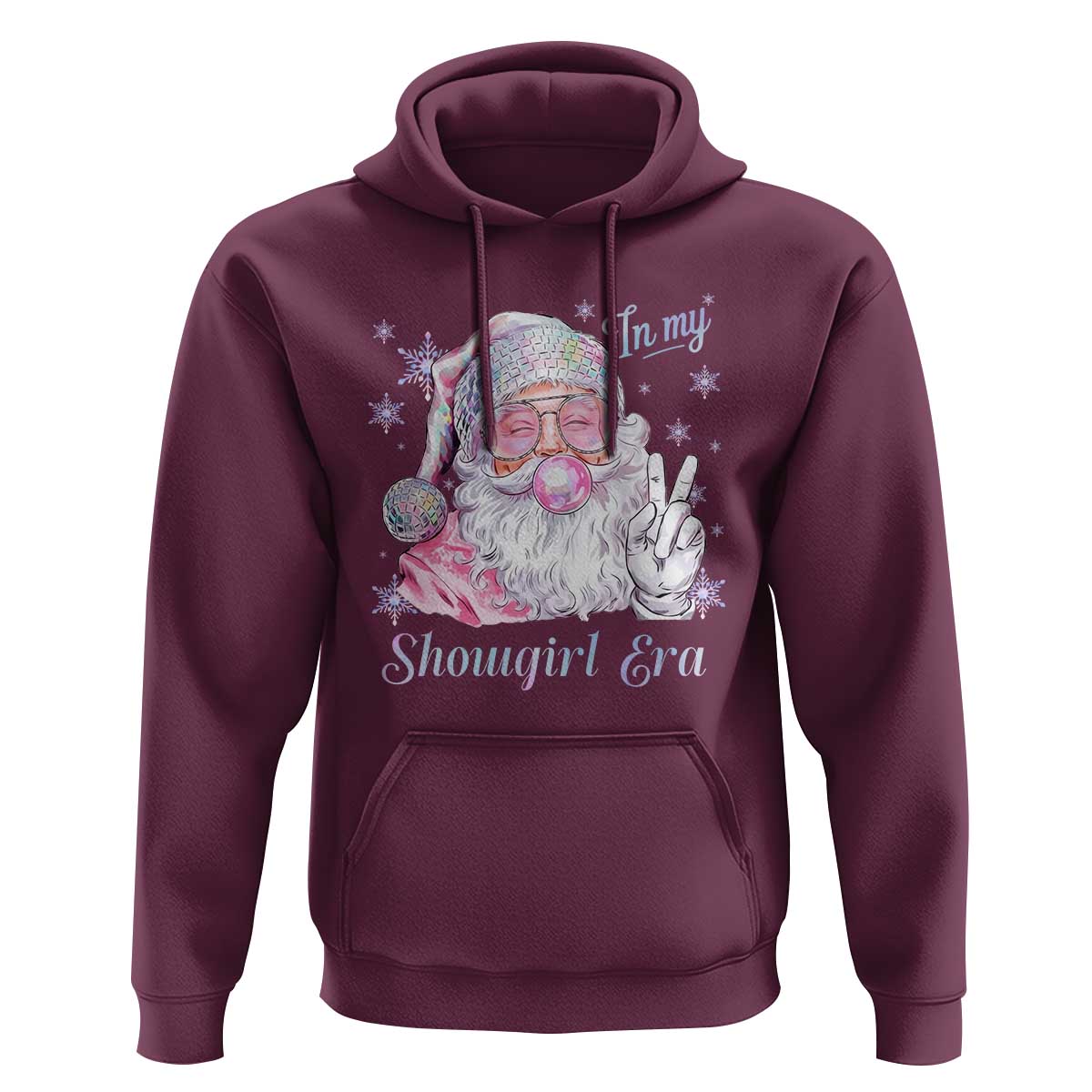 Pink Santa Christmas Hoodie Bubble Gum Peace Sign - Wonder Print Shop