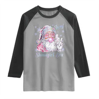 Pink Santa Christmas Raglan Shirt Bubble Gum Peace Sign - Wonder Print Shop
