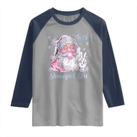 Pink Santa Christmas Raglan Shirt Bubble Gum Peace Sign - Wonder Print Shop