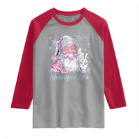 Pink Santa Christmas Raglan Shirt Bubble Gum Peace Sign - Wonder Print Shop