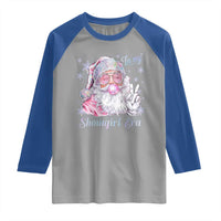Pink Santa Christmas Raglan Shirt Bubble Gum Peace Sign - Wonder Print Shop